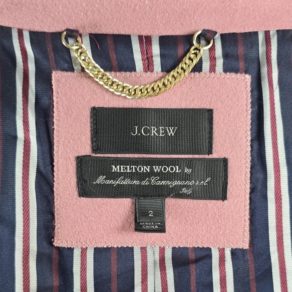 J.Crew Italian Melton Wool Cropped Peacoat Old Money Double Breasted Blazer Sz.2 - Picture 12 of 16